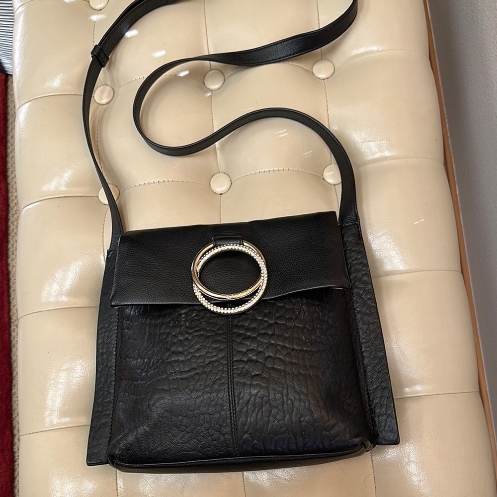 Vince Camuto Black Genuine Leather Shoulder Bag